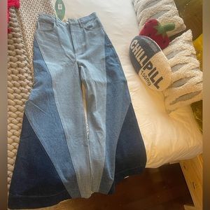 Farm rio patchwork flare jeans size medium NWT